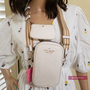 BEAUTIFUL ROSIE PEBBLED NORTH SOUTH CROSSBODY FOR PHONE COIN PURSE KATE SPADE